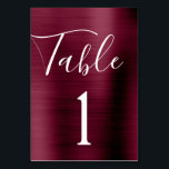 Bourgogne violet Mariage Numéro de table métalliqu<br><div class="desc">Purple Bourgogne - Marsala de canneberge Faux Huile Métallique Script métallique Moderne et élégant Numéro de tableau. Le numéro de table peut être mis à jour et changé sur cette carte bourguignonne d'automne ou de Mariage de automne. Cette carte de numéro de tableau fait partie d'une collection de mariages correspondants...</div>