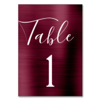 Bourgogne violet Mariage Numéro de table métalliqu