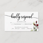 Bourgogne Waterverf Bloemen Bruiloft RSVP Rustiek Informatiekaartje (Voorkant)