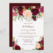 Bourgogne Waterverf Floral Kaart (Voorkant / Achterkant)