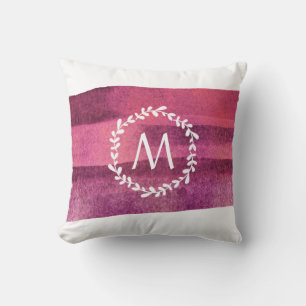 Bourgogne Waterverf & krans monogram Kussen