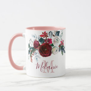 Bourgogne White Rose Bloemdennen Monogrammed Mok