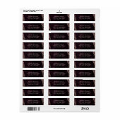 Bourgogne Wijn & Roos Goud Bruiloft Retouradres Etiket (Full Sheet)