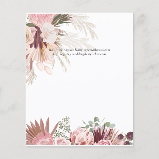 Bourgogne Wine Pampas Grass Tropical Weddenschap Flyer (Achterkant)