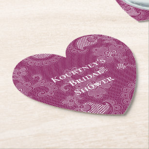 Bourgogne Wine White Lace Floral Vrijgezellenfeest Kartonnen Onderzetters