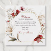 Bourgogne Winter Elegance Bruiloft Bedankjes Labels (Voorkant)