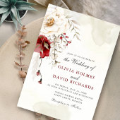 Bourgogne Winter Elegantie bruiloft uitnodiging