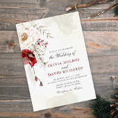 Bourgogne Winter Elegantie bruiloft uitnodiging