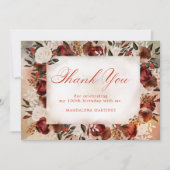 Bourgogne Witte Rose Herfst Bloemen 100e Verjaarda Bedankkaart (Voorkant)