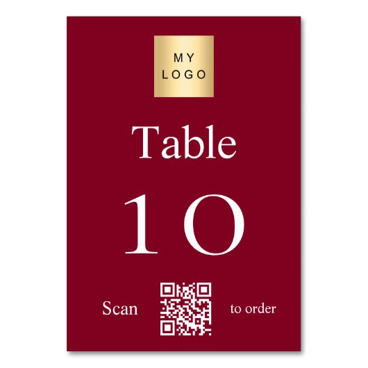 Bourgogne witte zaken logo QR code tabel nummer Kaart (Voorkant)