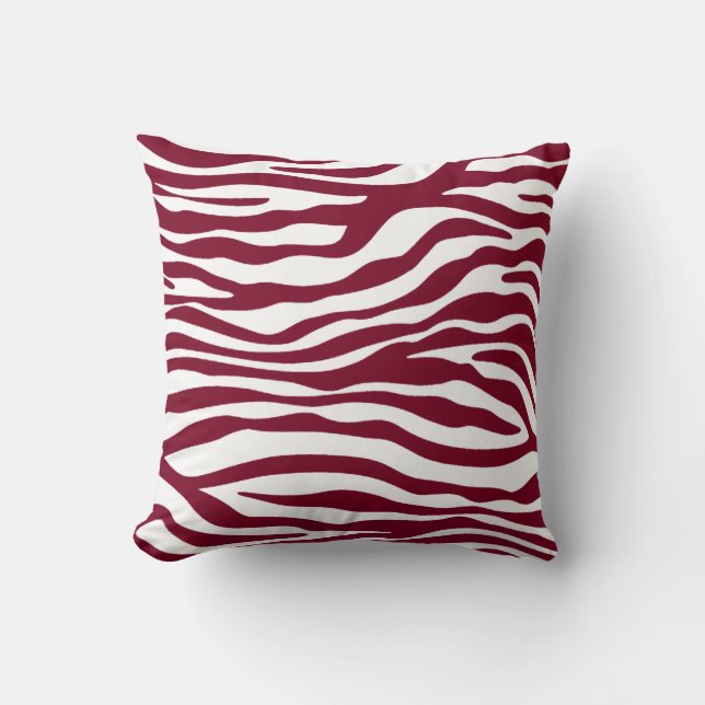Bourgogne Zebra Animal Print Kussen (Voorkant)