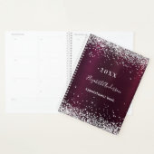 Bourgogne zilveren glitter naam 2026 planner (Display)