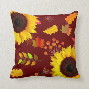 Bourgogne Zonnebloem Herfstbladeren Sierkussen