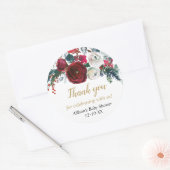 Bourgognige kerstflora ronde sticker (Envelop)