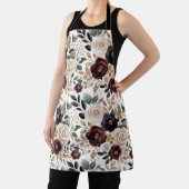 Bourgondi Crème Zwarte Bloemen Schort (Insitu)