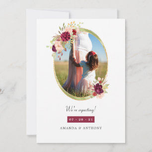 Bourgondi en Blush Geometrische Bloemenkleed Aankondiging