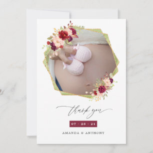 Bourgondi en Blush Geometrische Bloemige Zwangersc Aankondiging