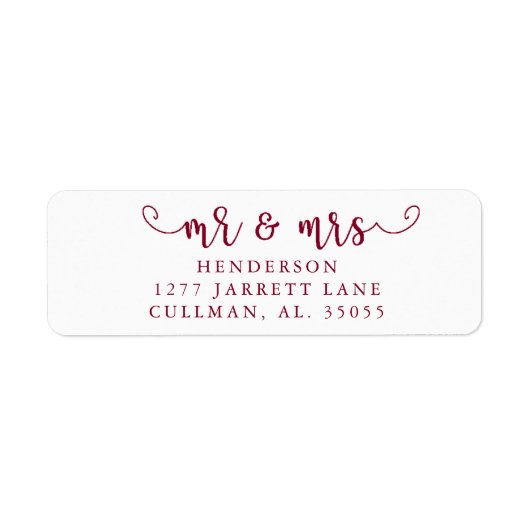 Bourgondië | Adres Mr & Mrs Return-label Etiket (Voorkant)