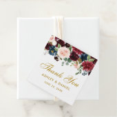 Bourgondië Blauw Bloemen Bruiloft Goud Dank u Bedankjes Labels (In situ)