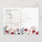 Bourgondië Blauwe Bloemen Bruiloft RSVP Briefkaart (Achterkant)