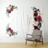 Bourgondië Bloem 1e Verjaardag Doop Foto Booth Wandkleed (In Situ (horizontaal))