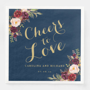 Bourgondië Bloemen Marine Blauw Huwelijk Goud Chee Servet