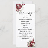 Bourgondië Bloemen Modern Wedding Ceremony Program (Achterkant)