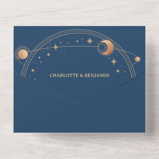 Bourgondië Bloemennacht Hemel Hemelbruiloft All In One Uitnodiging (Achterkant)