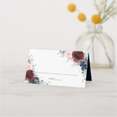 Bourgondië Blush Blauw Bloemen Bruiloft Gast Naam (Achterkant)