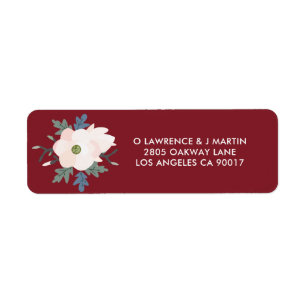 Bourgondië Blush Bloemen Bruiloft Adres Etiket