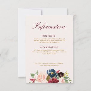 Bourgondië Blush bloemenbruiloft details kaart