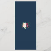 Bourgondië Blush Bloemendesign Navy Blauwe Trouwda Menu (Achterkant)
