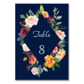 Bourgondië Blush Bloemstuk Donkerblauwe Trouw Kaart (Achterkant)