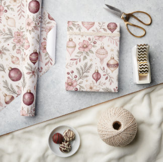 Bourgondië & Blush Kerstcadeaupapier Cadeaupapier