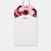 Bourgondië & Blush Roze Bloemen Bruids Display Dou Cadeaulabel (Achterkant)