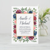 Bourgondië Blush Roze Marine Blauw Marsala Goud Br Kaart (Staand voorkant)