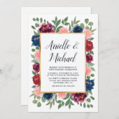 Bourgondië Blush Roze Marine Blauw Marsala Goud Br Kaart (Voorkant / Achterkant)