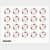 Bourgondië Blush Roze Peach Goud Bruiloft Favor Ronde Sticker (Vel)