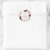 Bourgondië Blush Roze Peach Goud Bruiloft Favor Ronde Sticker (Tas)