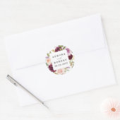 Bourgondië Blush Roze Peach Goud Bruiloft Favor Ronde Sticker (Envelop)