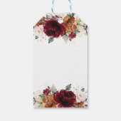 Bourgondië Blush Sinaasappel Bloemen Bruiloft Dank Cadeaulabel (Achterkant)