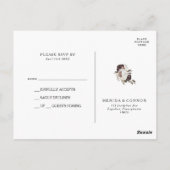 Bourgondië Boho Bloemen Bruiloft RSVP Briefkaart (Achterkant)