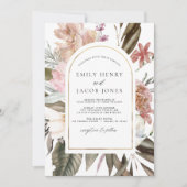 Bourgondië Boho Floral bruiloft Kaart (Voorkant)