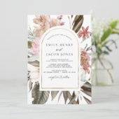 Bourgondië Boho Floral bruiloft Kaart (Staand voorkant)