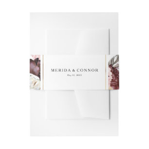 Bourgondië Boho Floral bruiloft uitnodiging Belly  Uitnodigingen Wikkel