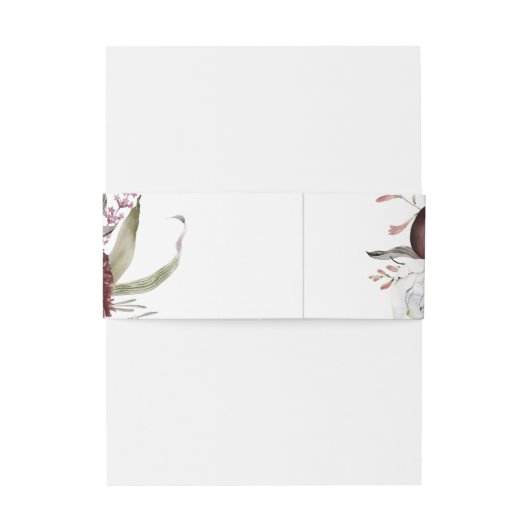 Bourgondië Boho Floral bruiloft uitnodiging Belly Uitnodigingen Wikkel (Achterkant Voorbeeld)