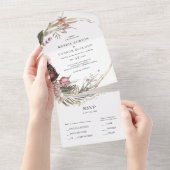 Bourgondië Boho Floral Seal en Verzenden All In One Uitnodiging (Afscheurbaar)