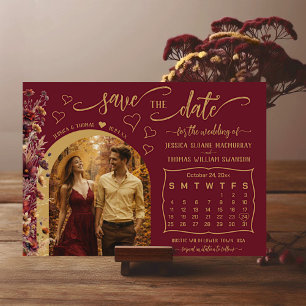 Bourgondië Boho Wilde Bloemen Foto & Kalender Trou Save The Date