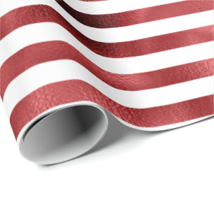 Bourgondië Bordeaux rode strepen lijnen wit metaal Cadeaupapier
