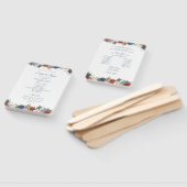 Bourgondië en Blauw Bloemen Trouwprogramma Fan Handwaaier (Niet-gemonteerd)